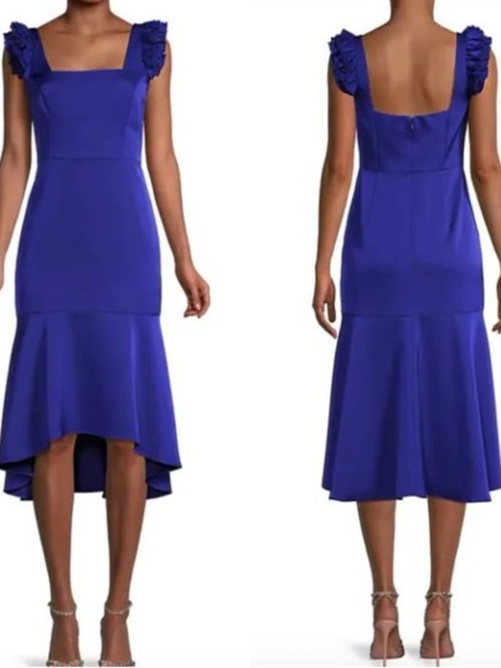 Adrianna Papell Satin Crepe High-Low Dress